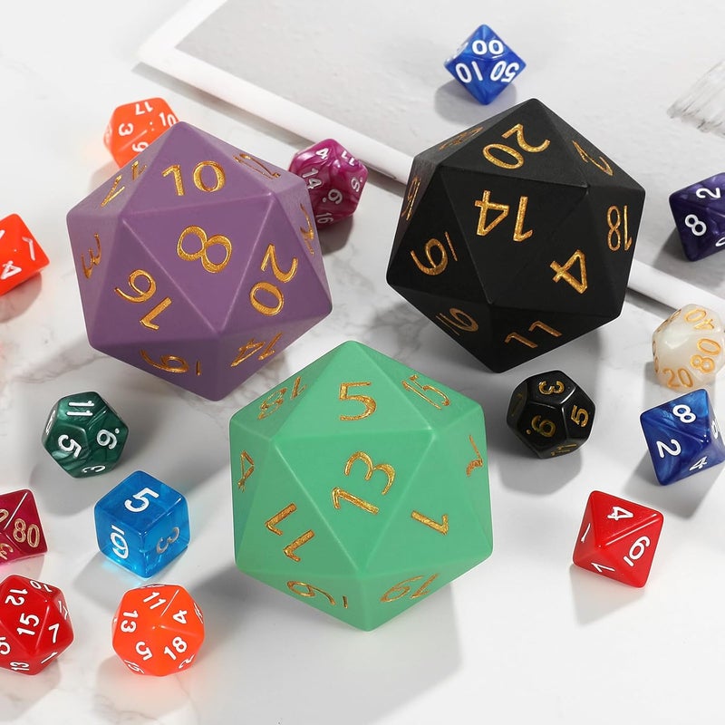 CSITORWWE 55mm Giant D20 Dice,20 Sided Resin Dice with Velvet Pouch, Titan Polyhedral Dice for TTRPG Tabletop Gaming,Dungeon Masters,RPG Adventures(Green) - Image 4